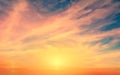 Sunset background beautiful sun and sky sunlight evening clouds on skyline nature pink yellow blue color Royalty Free Stock Photo