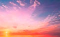 Sunset background beautiful sun and sky sunlight evening clouds on skyline nature pink yellow blue color Royalty Free Stock Photo