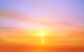 Sunset background beautiful sun and sky sunlight evening clouds on skyline nature pink yellow blue color Royalty Free Stock Photo