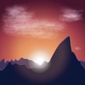 Sunset background witn mountains