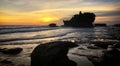 Sunset at Bali`s famous Tanah Lot temple, Indonesia. Royalty Free Stock Photo