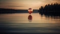 Sunset balloon reflects tranquil beauty in nature landscape generated by AI