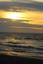 Sunset at the baltic sea beach of ustronie morskie, poland Royalty Free Stock Photo