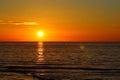 Sunset at the baltic sea beach of ustronie morskie, poland Royalty Free Stock Photo