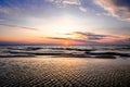 Sunset on the Baltic Sea in Poland. Landscape in the evening with setting sun