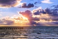 Sunset at Baltic sea in resort Palanga, Lithuania Royalty Free Stock Photo