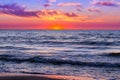 Sunset at Baltic sea in resort Palanga, Lithuania Royalty Free Stock Photo