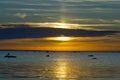 Sunset at the Baltic sea shore in a summer time, Estonia. soft focus. Royalty Free Stock Photo