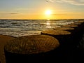 Sunset on the Baltic Sea in Trzesacz, Poland