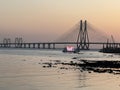 Sunset at Bandra-Worli Sealink in Mumbai, India Royalty Free Stock Photo