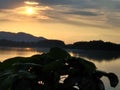 Sunset on the bank of river Brahmaputra Royalty Free Stock Photo