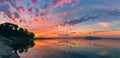 Sunset by the banks of River Brahmaputra at Panikhaiti, Guwahati, Assam Royalty Free Stock Photo