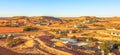 Coober Pedy aerial view at sunset Royalty Free Stock Photo