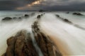 Sunset at barrika beach Royalty Free Stock Photo