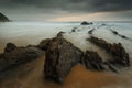 Sunset at barrika beach Royalty Free Stock Photo