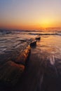 Sunset in barrika beach Royalty Free Stock Photo