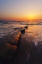 Sunset in barrika beach Royalty Free Stock Photo