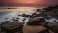 Sunset at Barrika beach Royalty Free Stock Photo