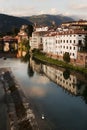 A Swan and Sunset in Bassano del Grappa, Italy
