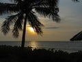 Sunset on Batu Ferringhi beach, Penang, Malaysia, Copy spase Royalty Free Stock Photo