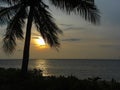 Sunset on Batu Ferringhi beach, Penang, Malaysia, Copy spase Royalty Free Stock Photo
