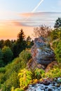 Sunset in Bavaria in the mountains of the Franconian Jura