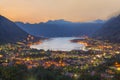 Sunset Bay of Kotor Boka Kotorska at Adriatic Sea, southwester Royalty Free Stock Photo