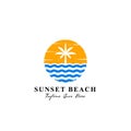 Palm Tree Beach Silhouette Sunset Beach Royalty Free Stock Photo