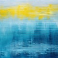 Abstract Ocean Painting With Yellow And Blue: Reflex Reflections And Textured Minimalist Abstractions
