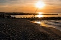 Sunset on the beach of Ahrenshoop Royalty Free Stock Photo