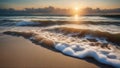 sunset on the beach A beautiful sandy beach and soft blue ocean wave Royalty Free Stock Photo