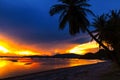 Sunset on beach beautiful with twilight at Baan Koh Teab Royalty Free Stock Photo
