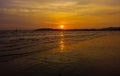 Sunset at the beach. The beauty of a tropical beach Thailand sunrise at the beach. beach sand Ao Nang, Krabi, Thailand