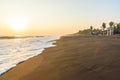 Sunset at Beach with Black Sand in Monterrico, Guatemala. Monterrico is situated on the Pacific coast in the department of Santa Royalty Free Stock Photo