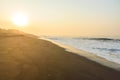 Sunset at Beach with Black Sand in Monterrico, Guatemala. Monterrico is situated on the Pacific coast in the department of Santa Royalty Free Stock Photo