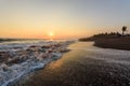 Sunset at Beach with Black Sand in Monterrico, Guatemala. Monterrico is situated on the Pacific coast in the department of Santa Royalty Free Stock Photo