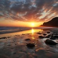 Sunset at the beach in Bude, Cornwall England UK Europe