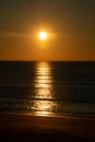 Sunset on the beach of Cadiz capital, Andalusia. Spain. Royalty Free Stock Photo