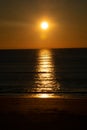 Sunset on the beach of Cadiz capital, Andalusia. Spain. Royalty Free Stock Photo