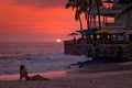 Sunset at the beach, cafe Royalty Free Stock Photo