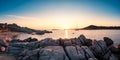 Sunset from beach at Cavallo Island in Corsica Royalty Free Stock Photo