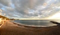 Sunset at the beach. Cavi di Lavagna. Tigullio gulf. Liguria. Italy Royalty Free Stock Photo