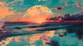 Sunset on the beach. Collage. Royalty Free Stock Photo