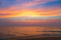 Sunset on a beach with colorful sky in twilight time Royalty Free Stock Photo