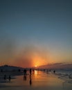 The sunset on the beach creates a beautiful silhouette on the Lombang beach