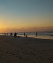 The sunset on the beach creates a beautiful silhouette on the Lombang beach in Sumenep