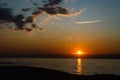 Sunset on a beach with dramatic colours