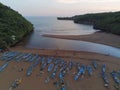 sunset beach gunung kidul view shot drone