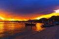 Sunset on beach idyllic with twilight at Baan Koh Teab