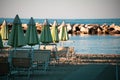 Sunset on the beach, italian Adriatic coast Royalty Free Stock Photo